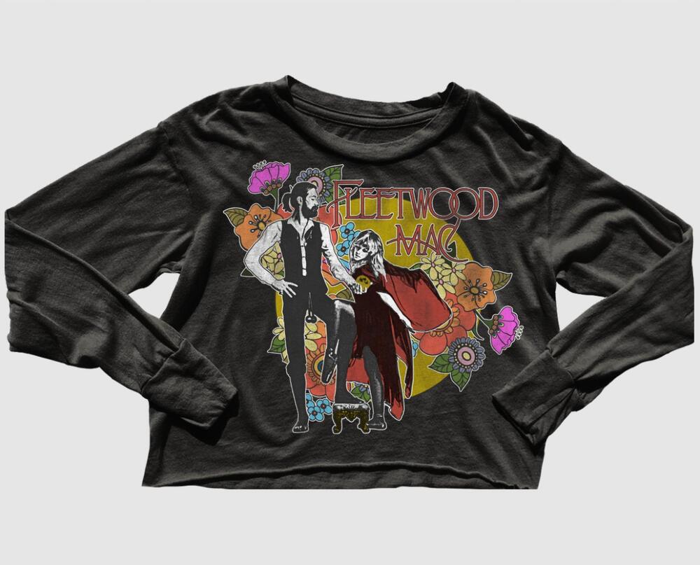 NEW ROWDY SPROUT women's fleetwood mac not quite crop tee in black